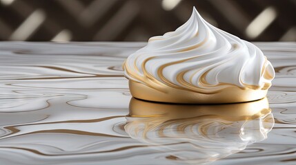  a close up of a whipped cream container on a surface with a reflection of the surface on the surface of the surface.  generative ai