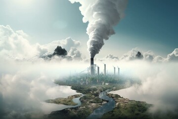 Lower CO2 emissions, decrease carbon footprint. Generative AI - obrazy, fototapety, plakaty