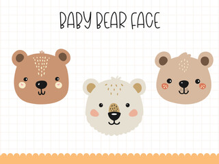 Fototapeta na wymiar Set of cute bears. Funny doodle animals in cartoon style. Vector illustration.