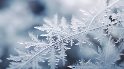 Frosty spruce branches abstract close up background.