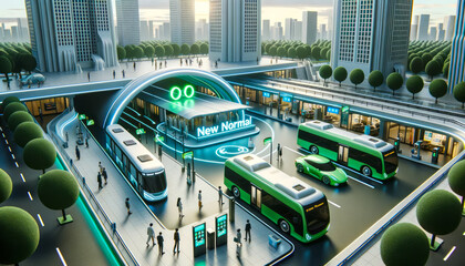 Eco-Friendly Transit: New Normal at a Hub with Electric Buses and Green Subways
