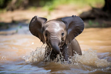 baby elephant in the river