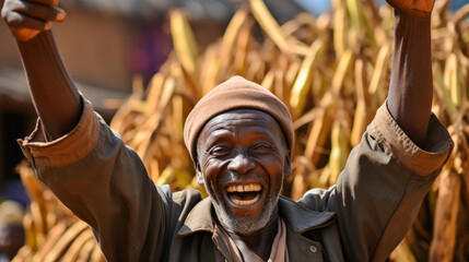 Ugandan farmer celebrates organic vanilla certification.