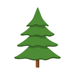 Evergreen coniferous tree spruce. Isolated forest pine tree. Cartoon flat style. Symbol of Christmas and New Year. Vector illustration.