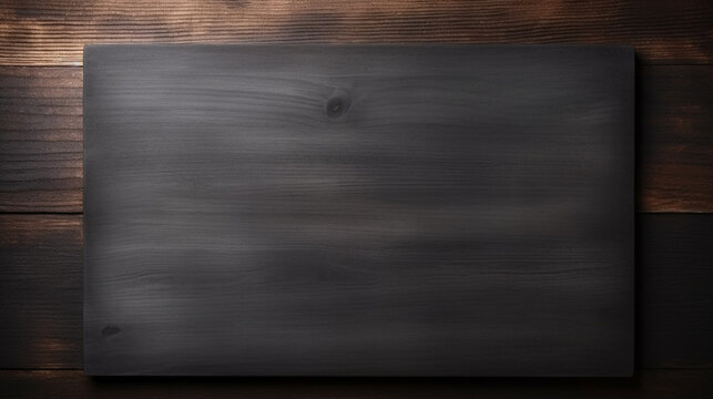 Wooden cutting board and white parchment paper. Perspective view of wood wooden table generative ai