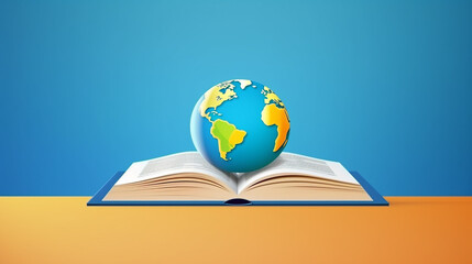 World Book Day Concept. Globe shapes with the book. International Day of Education. generative ai
