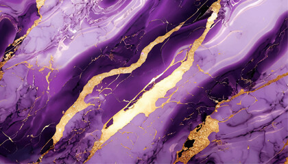 Gold-purple elegant marble - obrazy, fototapety, plakaty