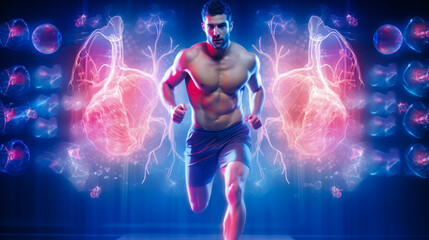 Man running for cardiovascular health prevention