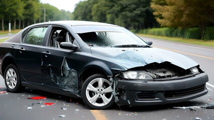 Naklejka premium car crash on the road
