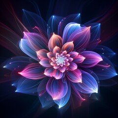 Obraz premium Abstract flower with bright colors sparks petals wallpaper image AI generated art