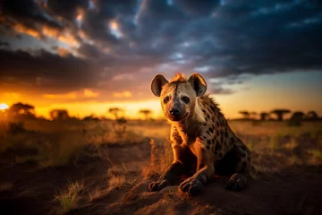 Tuinposter carnivorous hyena in the African savanna © Jorge Ferreiro
