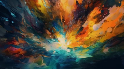 Fotobehang Mix van kleuren Abstract representation waterfall landscape paint Art AI Generated pictures