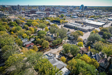 Obraz premium Aerial of the Caswell HIll Neighborhood in Saskatoon