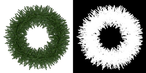 3D rendering illustration of a basic wreath for decorations