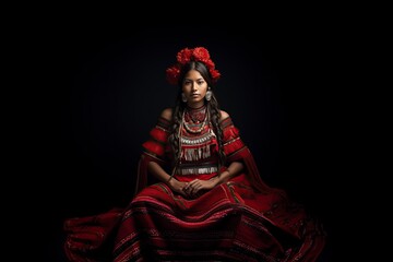 native peruvian woman wearing traditional dress