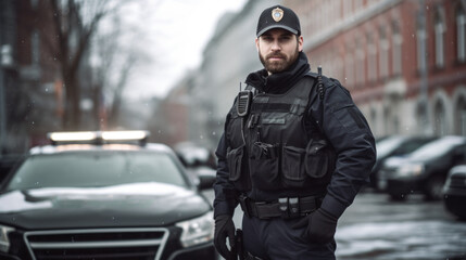 Fototapeta premium Police officer in the street