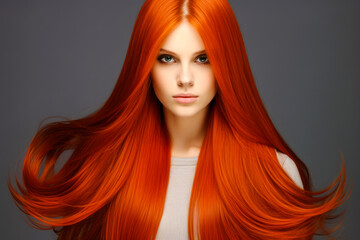 Stylized long-haired redhead woman.