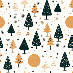 seamless christmas pattern trees and cookies