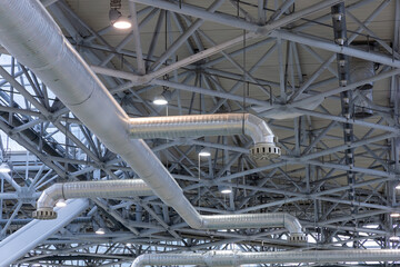 Ventilation in the exhibition pavilion or production plant or hangar or warehouse. Ventilation...