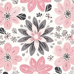 Fototapeta na wymiar The Petite Prettiness pattern in pink and grey offers a delightful visual.