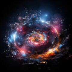 Obraz premium Delving into the universe's origins, exploring the Big Bang theory and the birth of black holes, captured through light painting