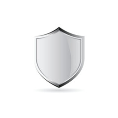 Shield Shape with Silver Gradient. Sheild security and guarantee symbol vector design element - obrazy, fototapety, plakaty