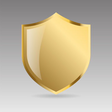Shield Shape with Golden Gradient. Sheild security and guarantee symbol vector design element