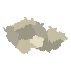 Czechia map. Map of Czech Republic in main regions