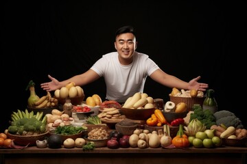 Fototapeta premium Asian Male Nutritionist Employee Lifestyle Backdrop Generative AI