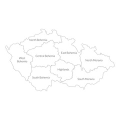 Czechia map. Map of Czech Republic in main regions