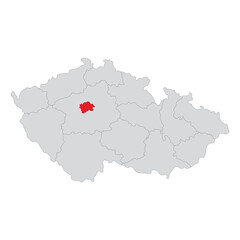 Map of Czech Republic with Prague a capital city