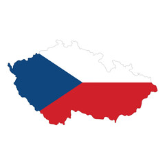 Map of Czech Republic with Czechia national flag
