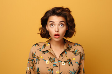 Beautiful young girl portrait, colored background.