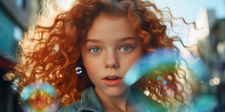 The Artistic Face of a Young Girl Holds a Bubble, Reflecting Musical Influences and a World of Hearing Sensations, Amid Living in a Bubble of Creativity and Eardrum Challenges