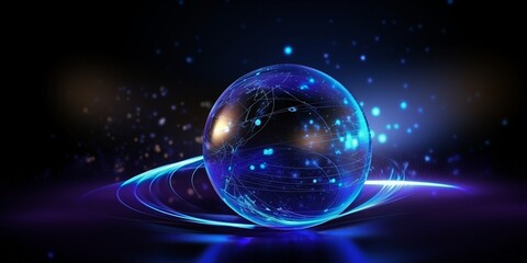 purple and blue orb digital wave technology background wallpaper concept, motion texture cyber network elements
