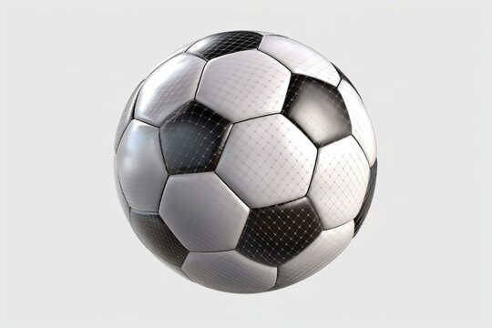 Isolated soccer ball on a transparent background, 3D render. Generative AI