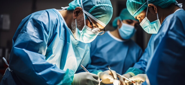 Hospital Surgeons in Collaborative Effort During Operation