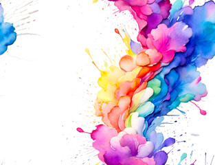 Vibrant colorful watercolor splash illustration on white background. Generative ai