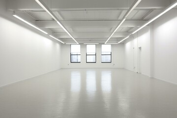 A vacant, bright space with blank walls and minimal decor. Generative AI