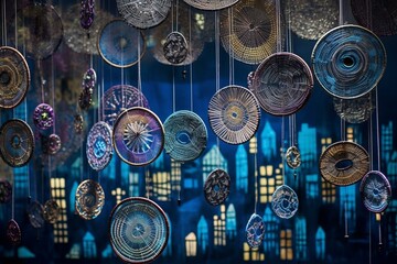 Vibrant cityscape with intricate dreamcatchers and stunning attention to detail and depth of field. Generative AI