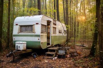 Fototapeta na wymiar camping trailer in North Carolina. Generative AI