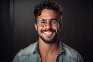 Obraz premium very smiling man with glasses facing the camera
