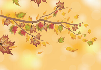 Naklejka na ściany i meble Autumn background with maple leaves. Vector illustration 