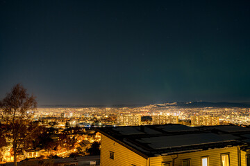 Fototapeta premium Weak aurora borealis over Oslo