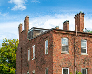 Old brick residential building in Boston, Massachusetts, USA