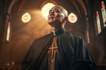 Asian Man Priest Job Attractive Concept Generative AI