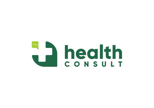 leaf chat logo design, simple modern health care symbol vector illustration