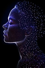 Futuristic silhouette of a woman's head