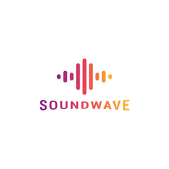 vector music logo with sound wave concept idea in modern and minimalist style