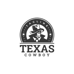 vector stamp logo with classic and vintage style cowboy theme